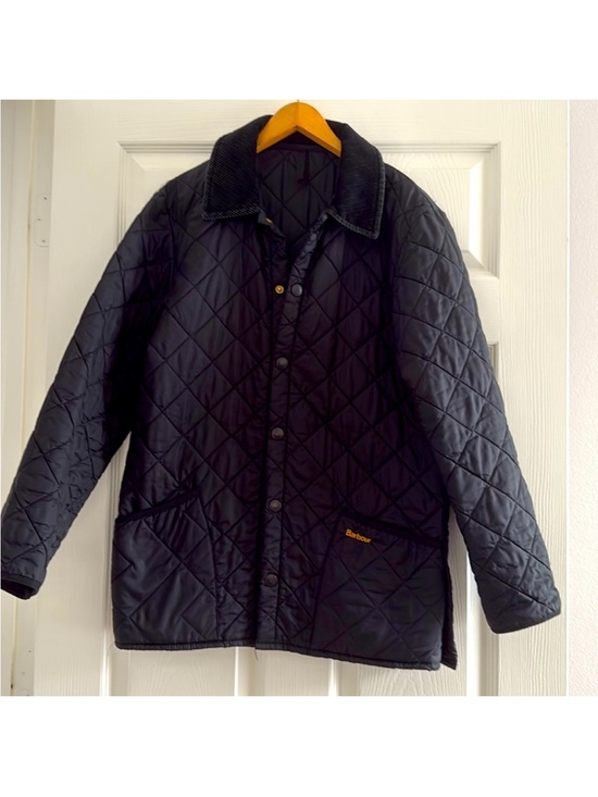 Barbour Jackets & Blazers - Barbour Dark Blue Quilted Jacket with Gold Logo Detailing
